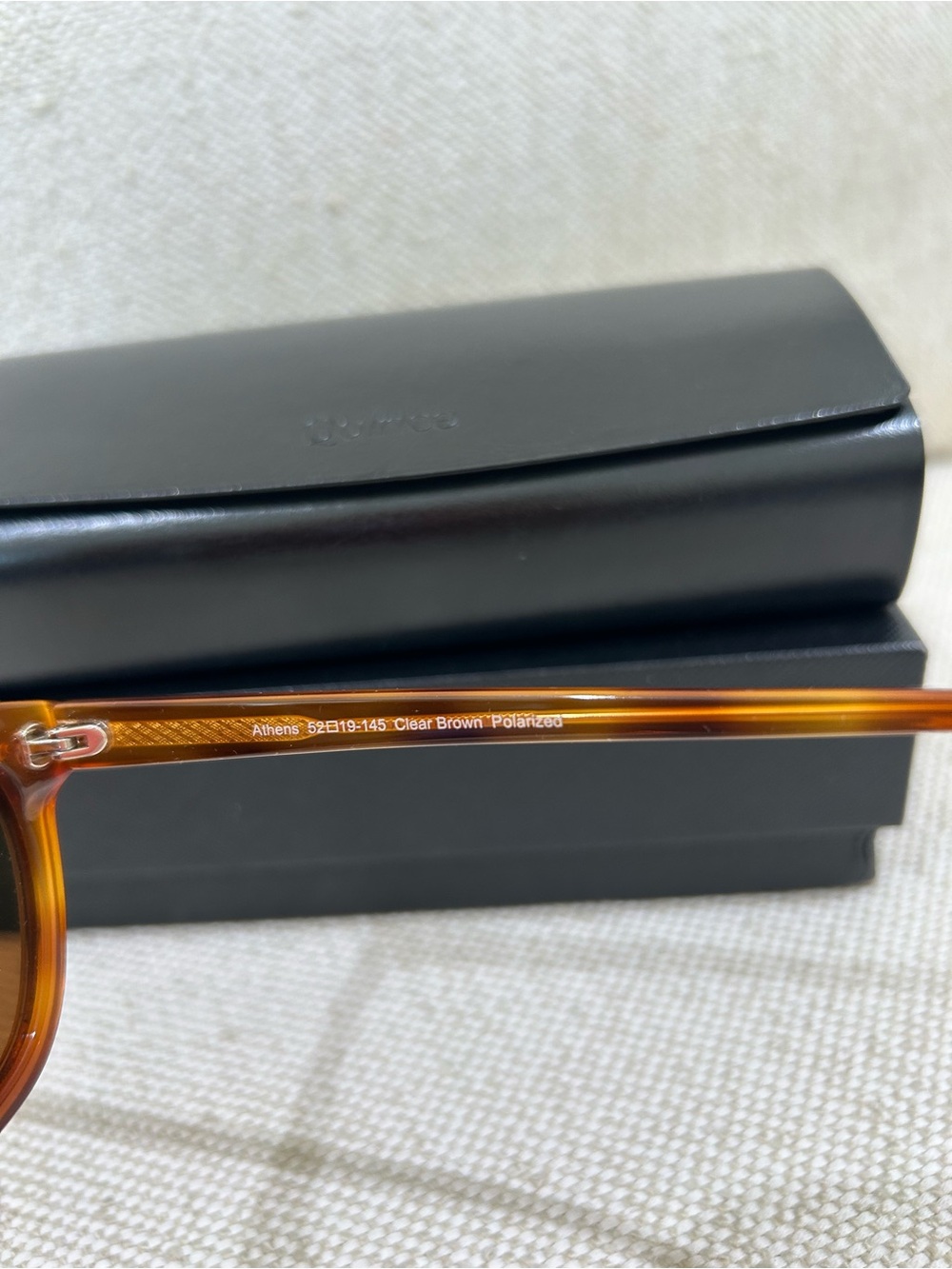 EUC QUINCE Athens Polarized Acetate Sunglasses Clear Brown Brown Lens Modern - Picture 4 of 10